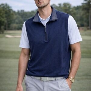 Walter Hagen 11 Majors Golf Vest Pullover Men's XL Navy 1/4 Zip Sleeveless